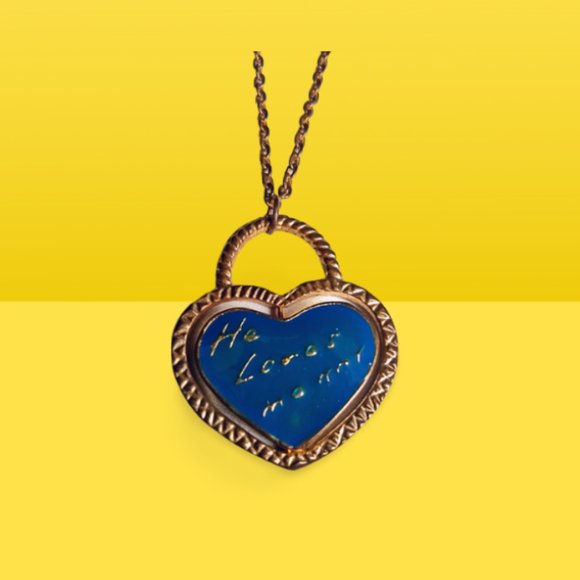He Loves Me Heart Necklace REVERSIBLE - Picture 1 of 6